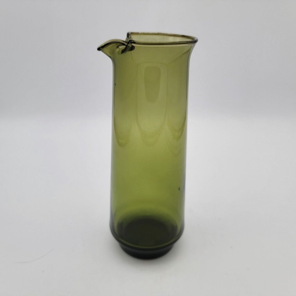 Mid Century Olive  Avocado Green Handleless Pitcher